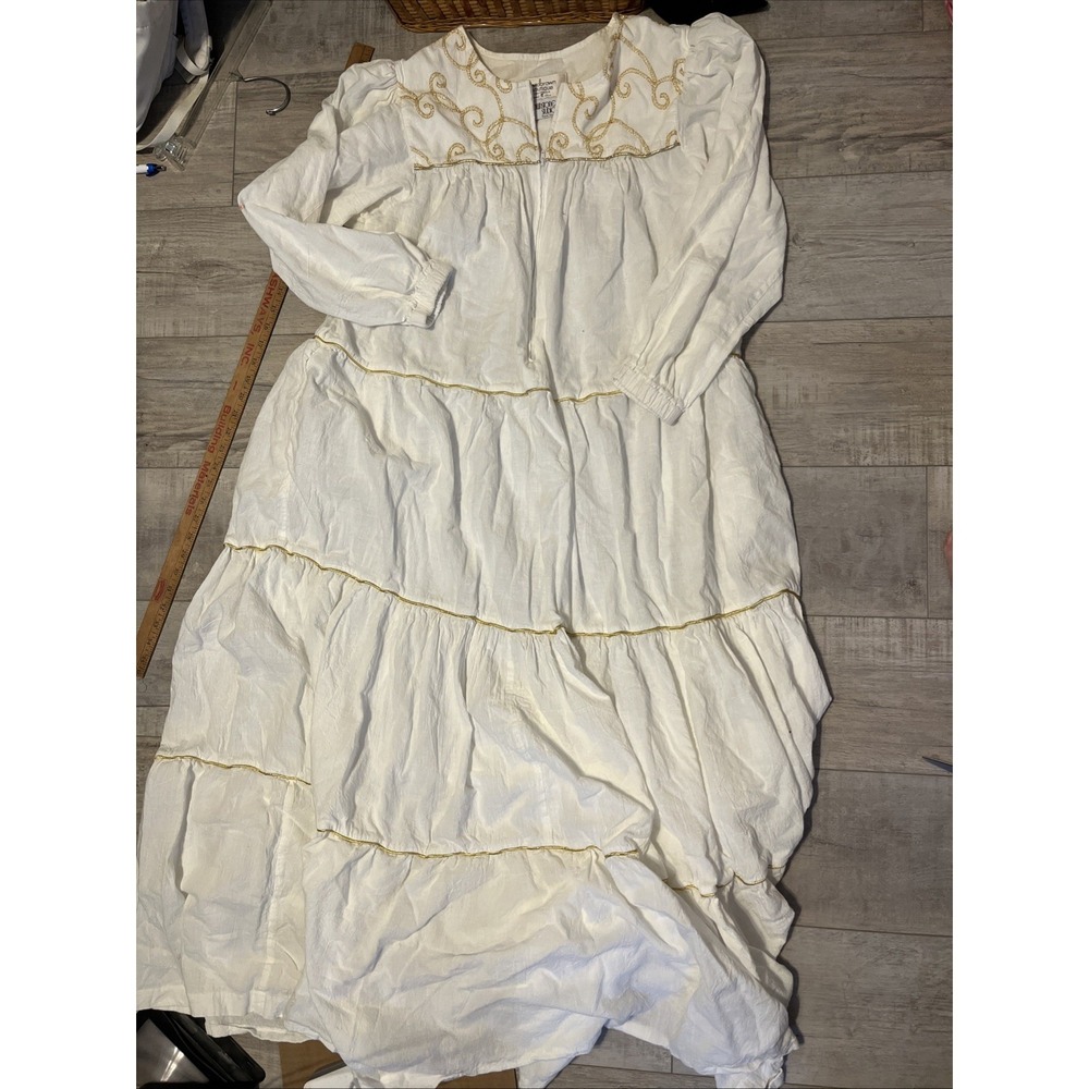 Vintage 70's David Brown Of California Tier Boho Cottage Dress Lace Sz M
